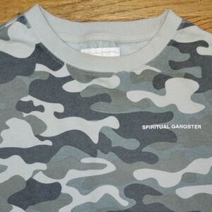 Spiritual Gangster Gray And Green Camo Crewneck